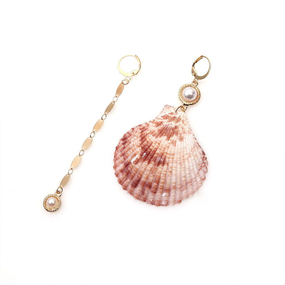 Wholesale natural shell-shaped earrings fan-shaped tassel long Vintage Bohemian Heart Hollow Round Turquoise Earrings