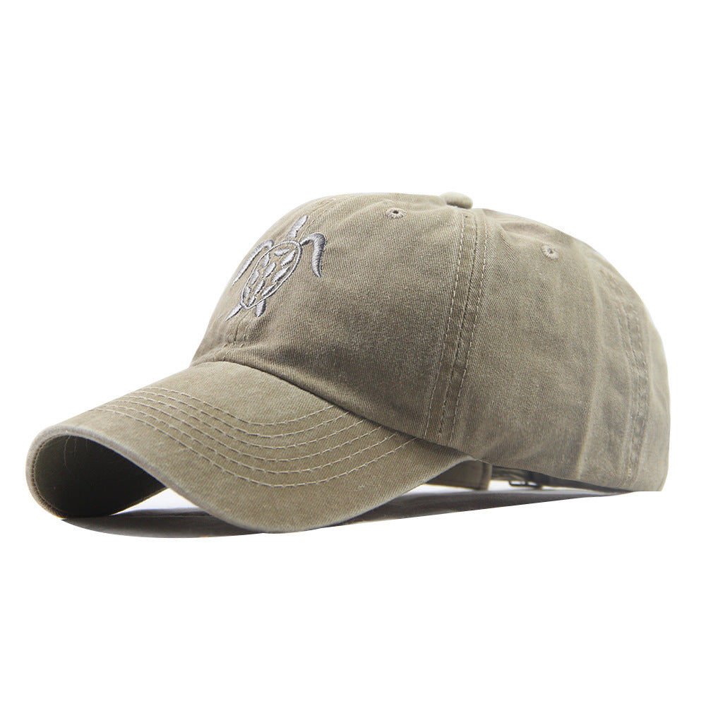 Wholesale Sea Turtle Embroidery Washed Denim Distressed Baseball Cap Hat ACC-HT-SuTe001