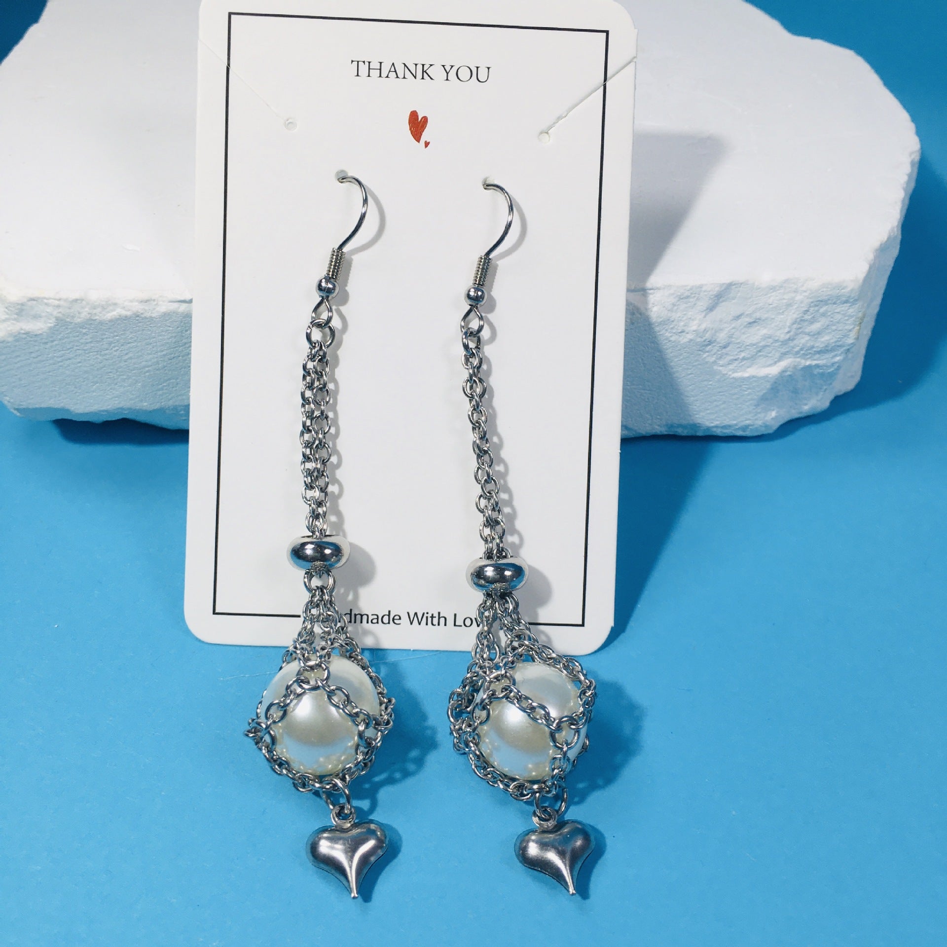 Wholesale Replaceable Crystal Natural Stone Adjustable Metal Mesh Earrings Pearl Pendant ACC-ES-RongGuan002