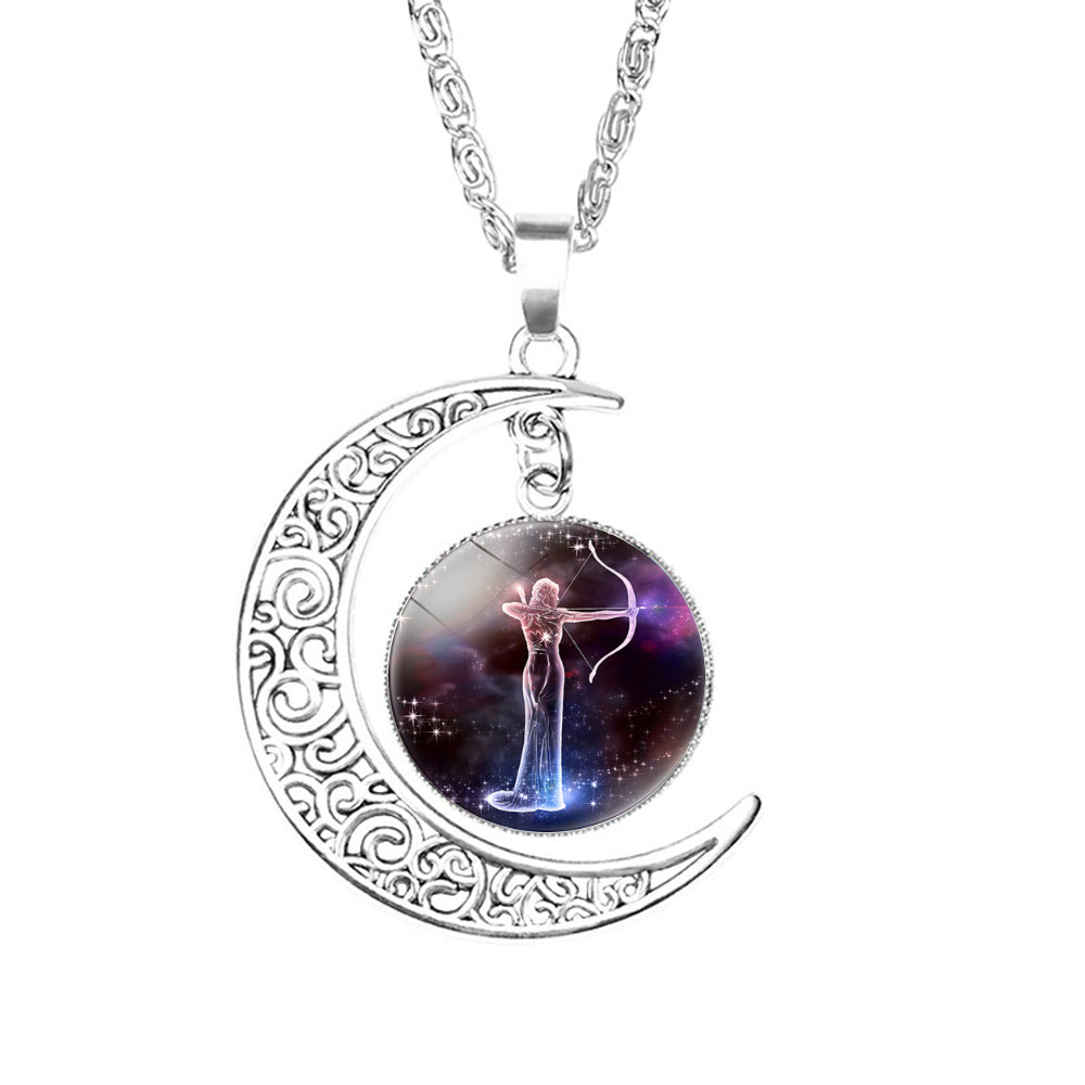 Wholesale Twelve Constellations Colorful Series Moon Necklace