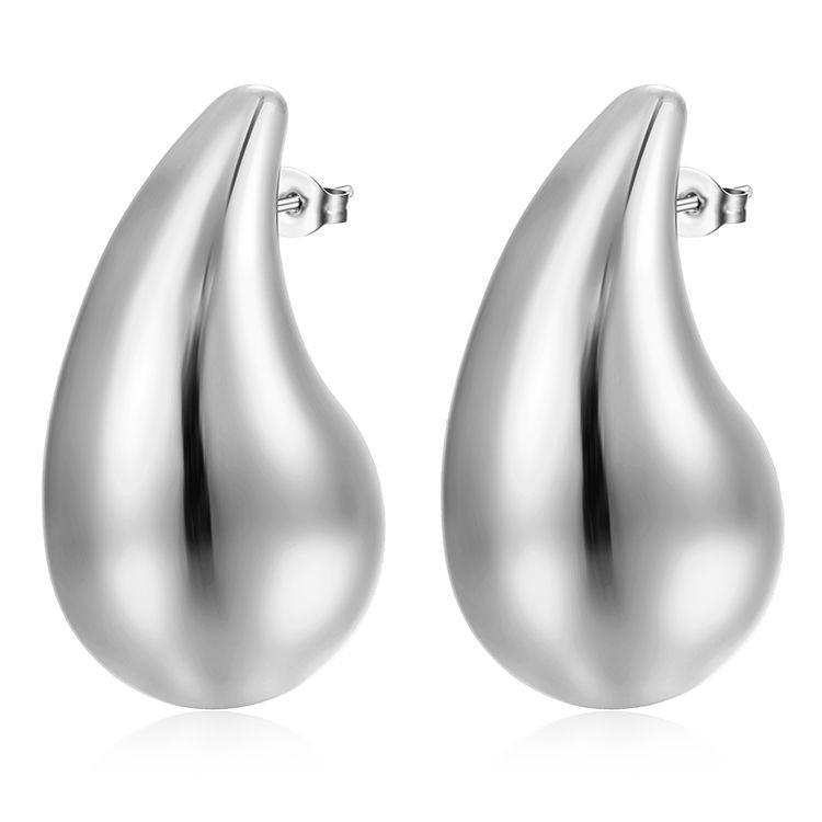 Wholesale  water drop stainless steel hollow earrings plated 18K earrings