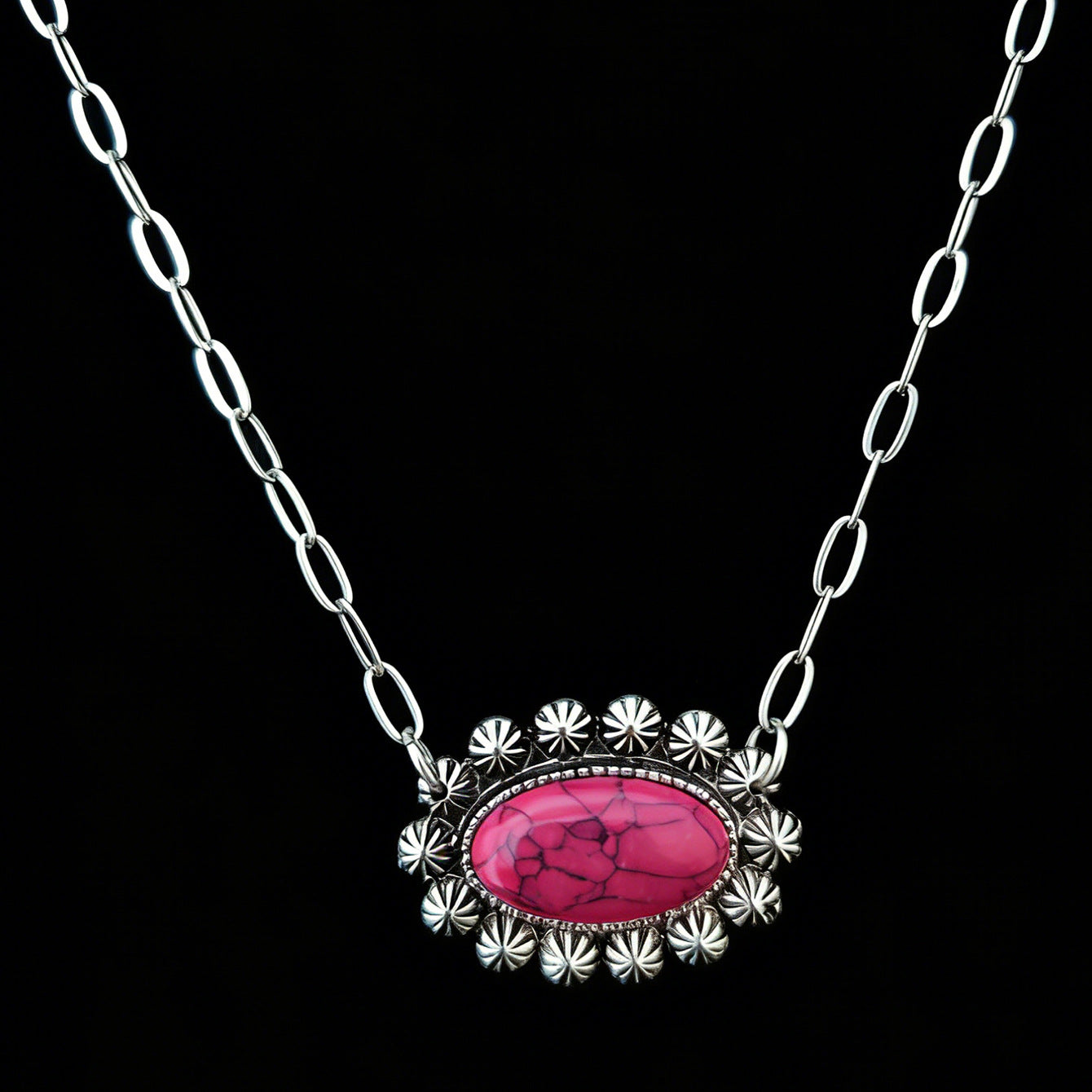 Wholesale Stylish Geometric Stone Pendant Necklace,  Vintage Chain Jewelry Accessory for Everyday Wear