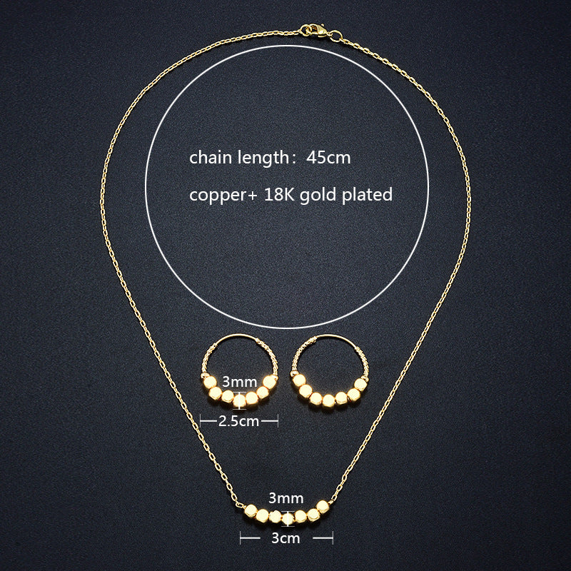 Wholesale Fashion Vintage Gold Small Square Pendant Earrings Necklace Jewelry Set ACC-NE-MoCai003