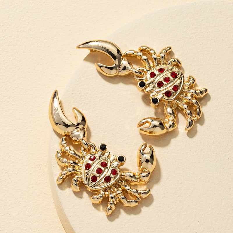 Wholesale European Style Creative 3D Crab Earrings Alloy Fashion Jewelry Accessory