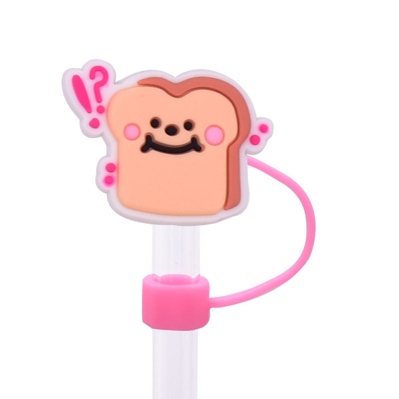 Wholesale Random 100pcs Cute Cartoon Dessert Straw Cover 10MM Straw Tube Cap