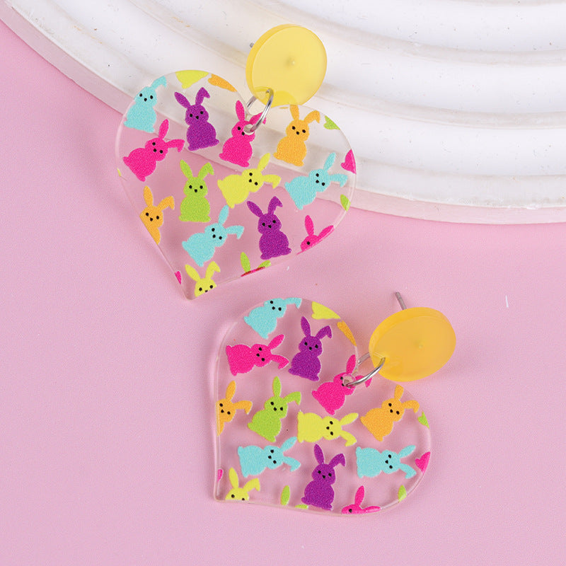 Wholesale 2pcs Acrylic Easter Bunny Earrings