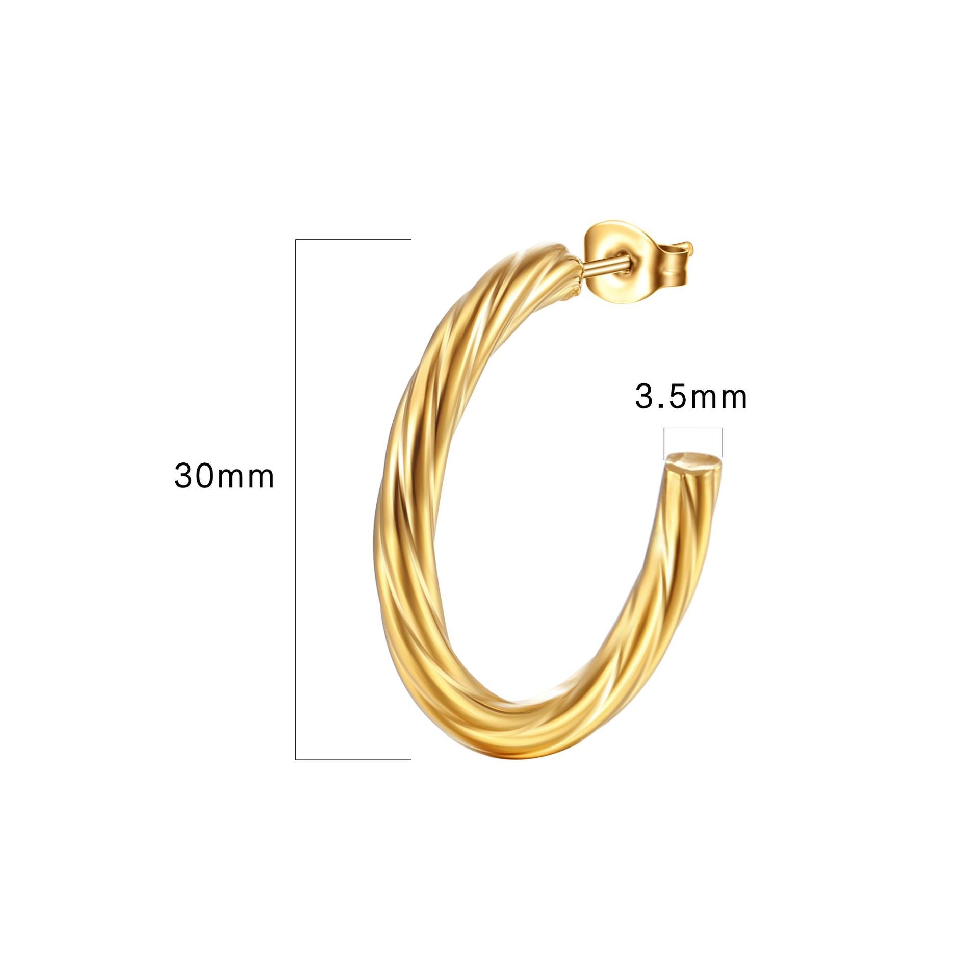 Wholesale 18K Gold-plated Stainless Steel Twist C- shaped Earrings
