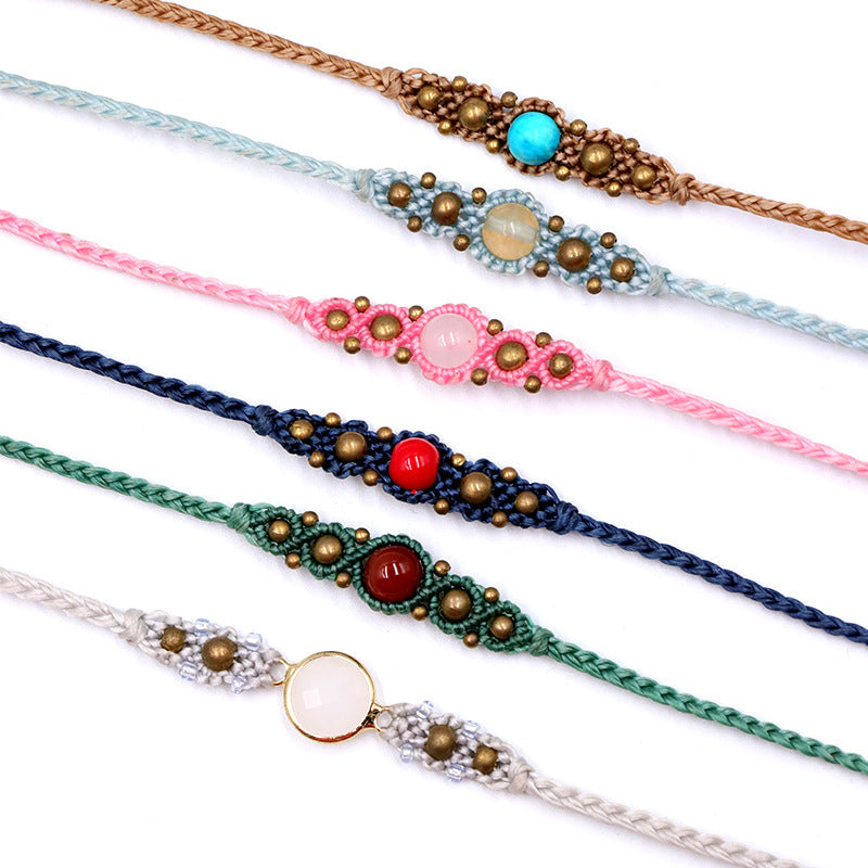 Wholesale Bohemian Natural Crystal Bead Bracelet Handmade Woven Unisex Fashion Accessory For Everyday Wear Gift And Boutique Resale