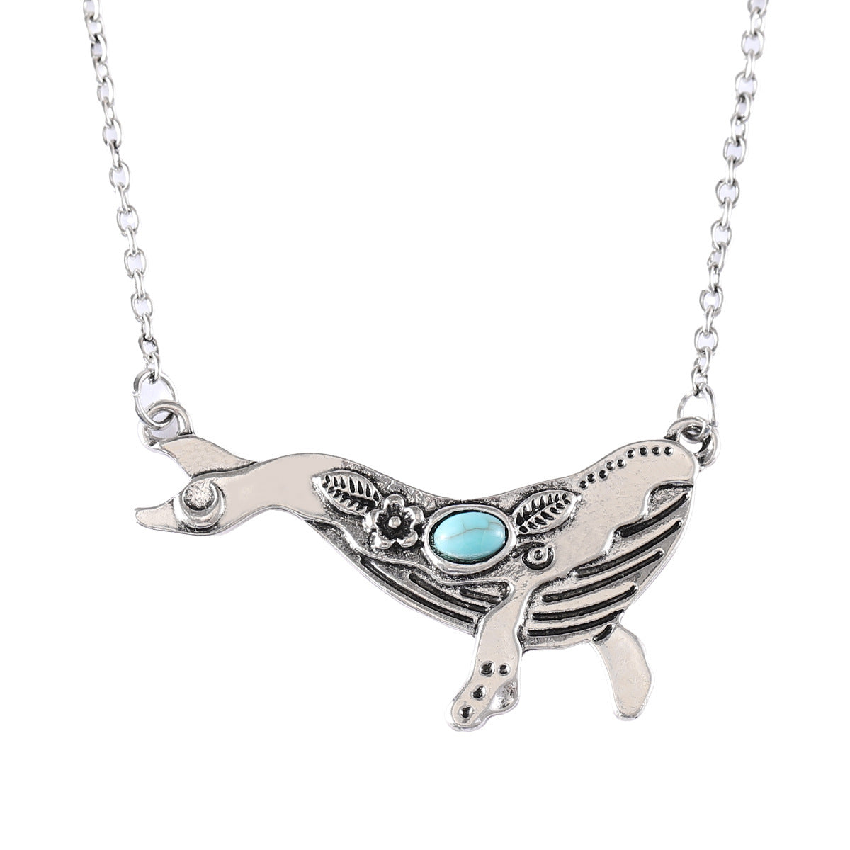 Wholesale Electroplated Zinc Alloy Retro Whale Pendant Necklace Bohemian Fashion Accessory Gift