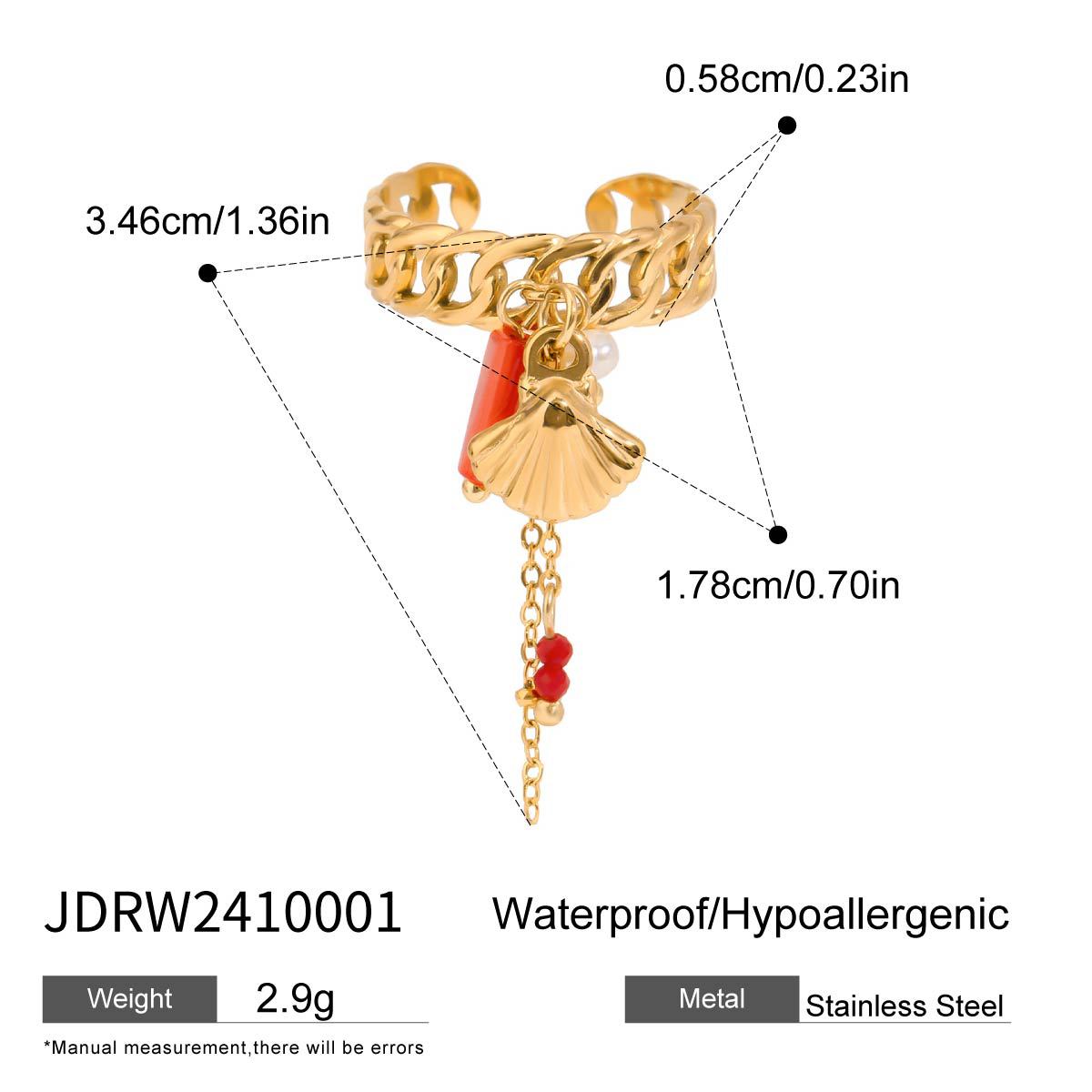 Wholesale 18K gold stainless steel coral rib hollow twist adjustable opening ring