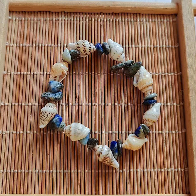 Wholesale Natural Gravel Amethyst Pink Quartz Strawberry Crystal Conch Shell Bracelet ACC-BT-Youl005