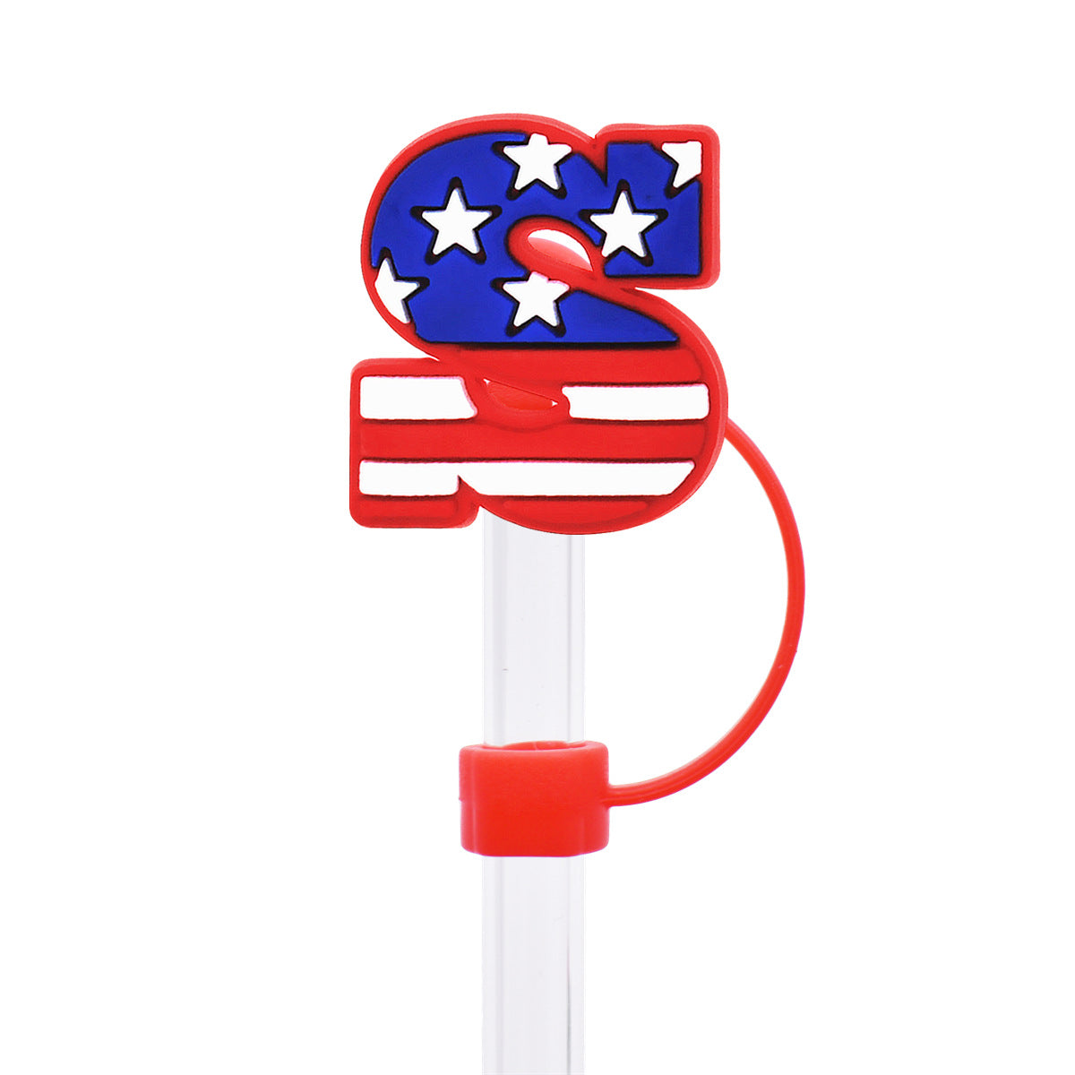 Wholesale Random Color 100pcs American Independence Day MOM Straw Tube Cap 10mm Soft Glue Straw Decoration Straw Cover ACC-SCR-RYY027