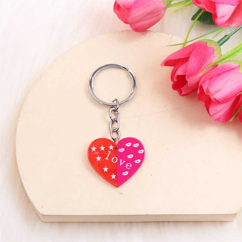 Wholesale Valentine's Day Color Block LOVE Acrylic Stainless Steel Keychain