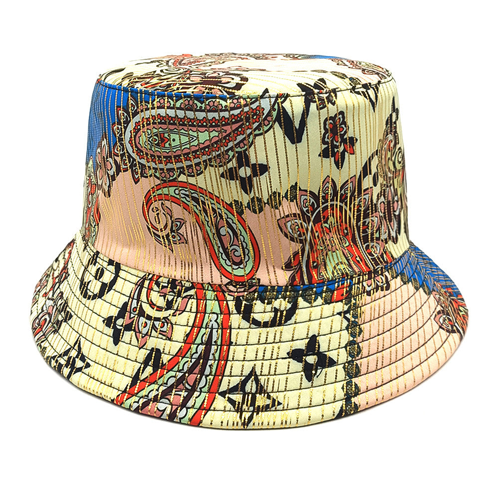 Wholesale Four Seasons Geometric Cashew Nut Flower Print Double-Sided Bucket Hat