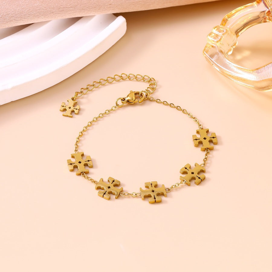 Wholesale Stainless Steel Classic Cross Design Jewelry Set - Bracelet,  Necklace,  Earrings for Women Boutique Resale