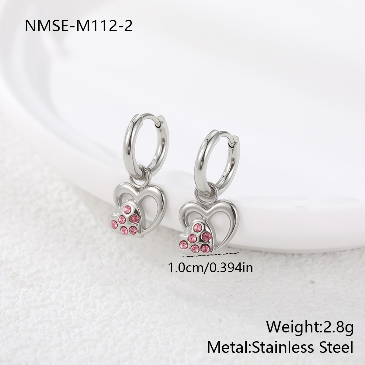Wholesale Stainless steel heart-shaped dangle earrings