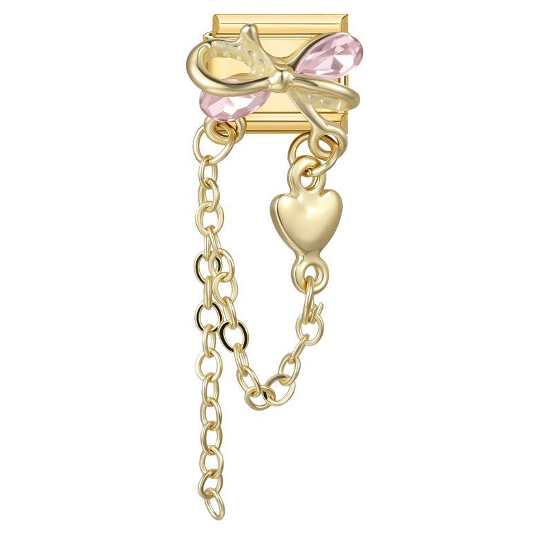 Wholesale Gold Bow Heart Tassel Pendant Set DIY Bracelet Jewelry Accessories Stylish Craft Supplies For Party And Boutique Resale