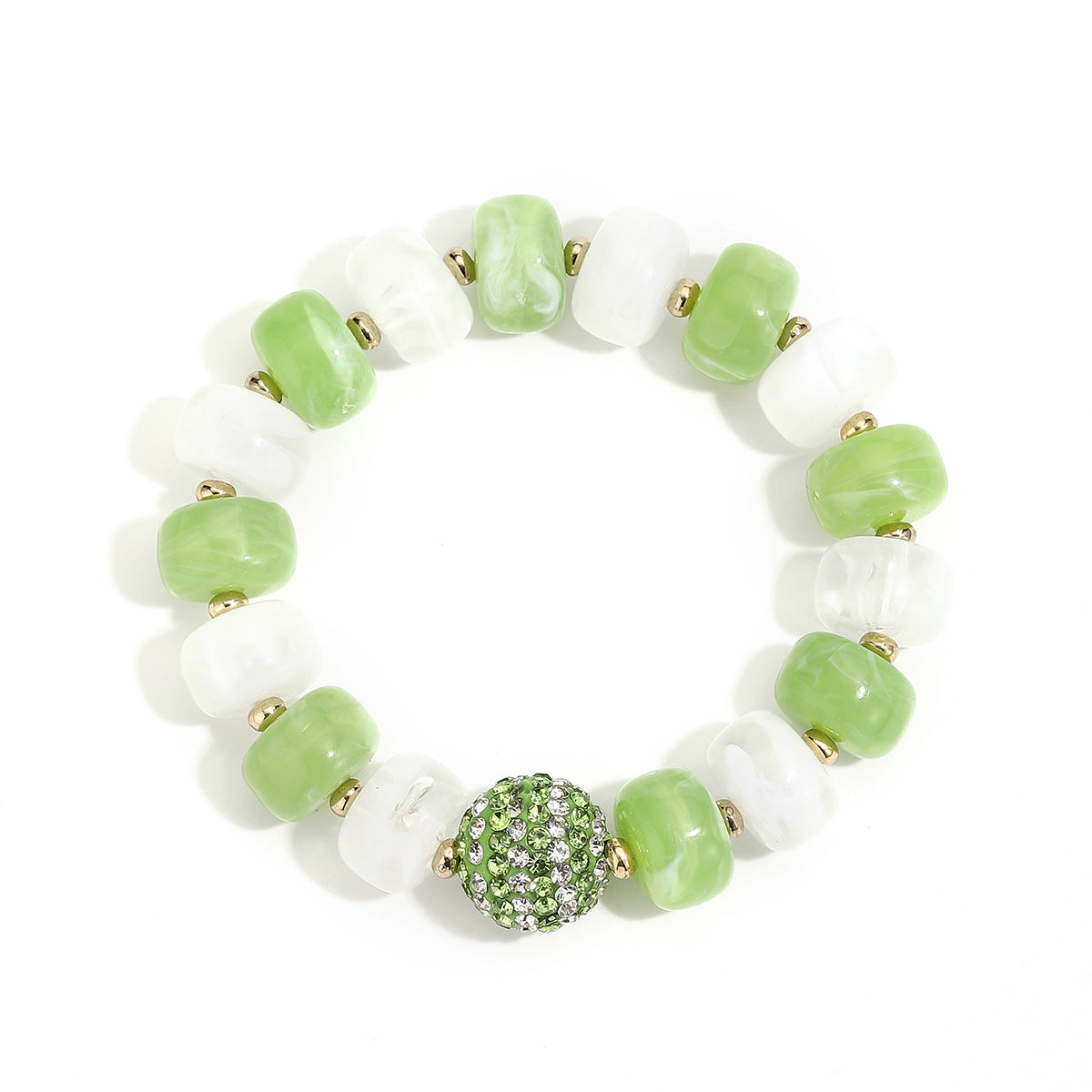 Wholesale Bohemian Acrylic Round Bead Rhinestone Stretch Bracelet Colorful Adjustable Beach Party Gift