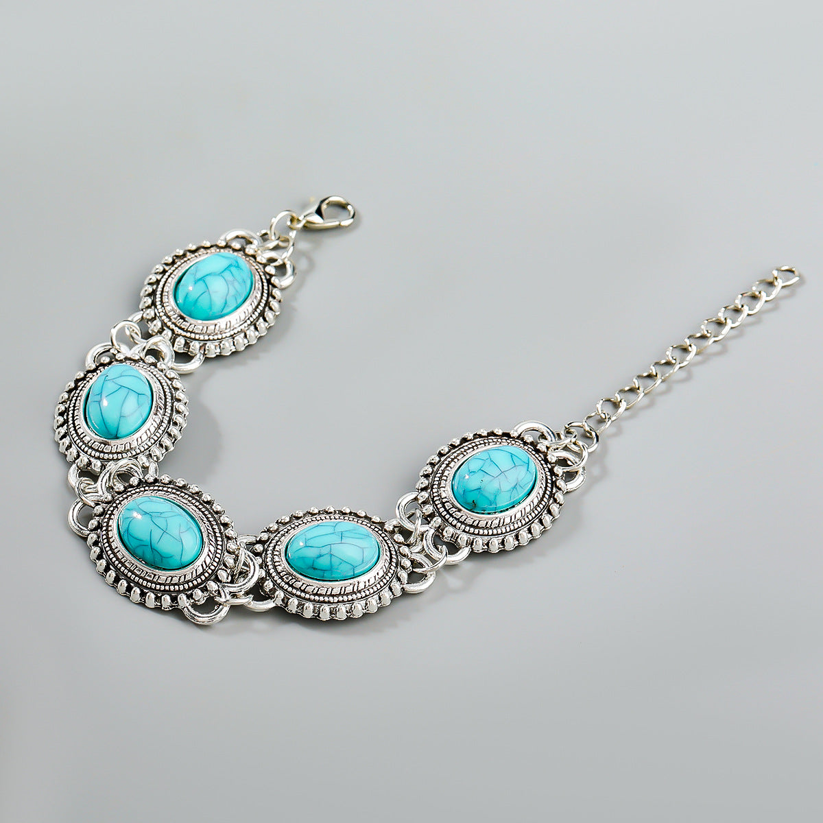 Wholesale Exaggerated Alloy Turquoise Hip Hop Bracelet ACC-BT-JL001