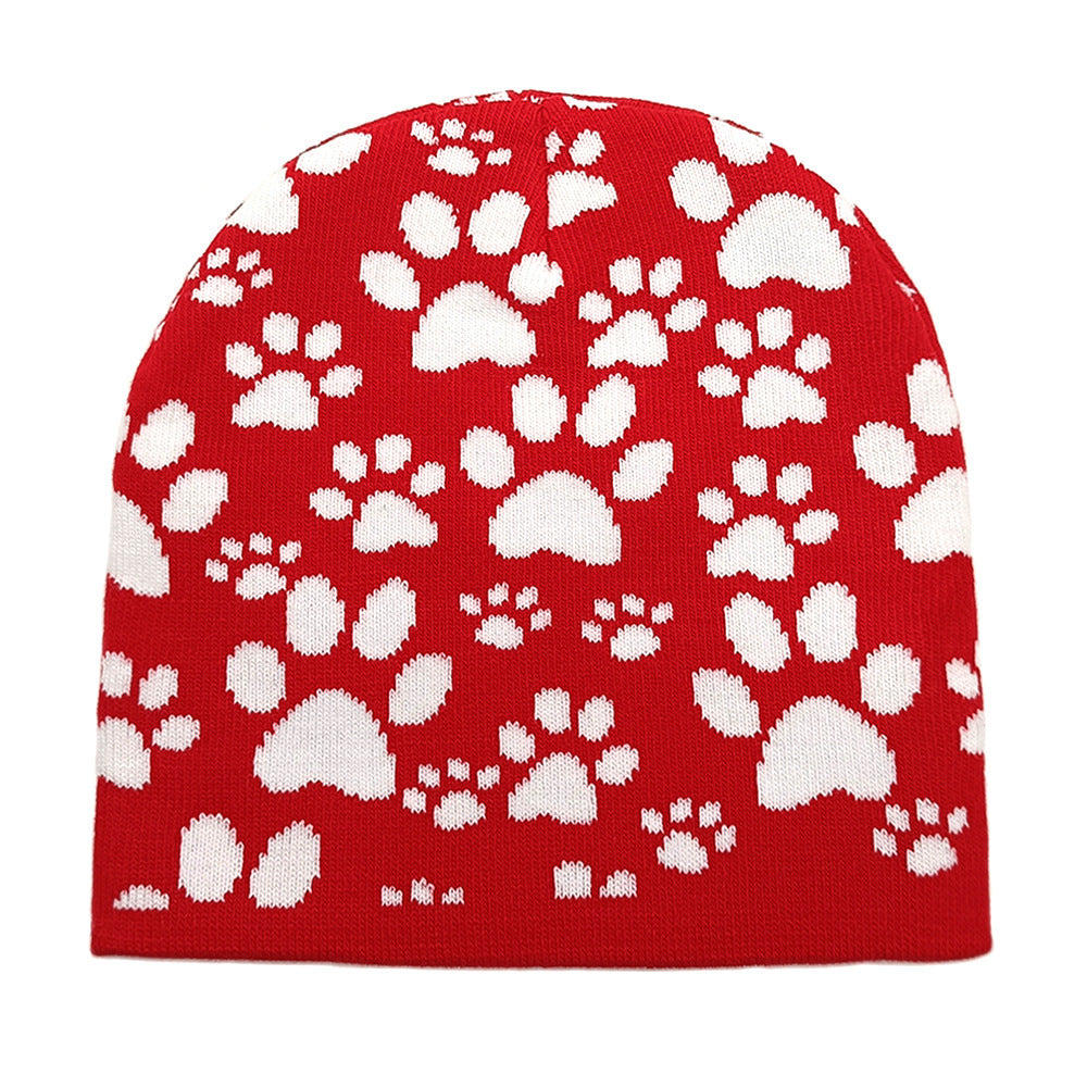 Wholesale Dog Claw Jacquard Wool Hat Beanie