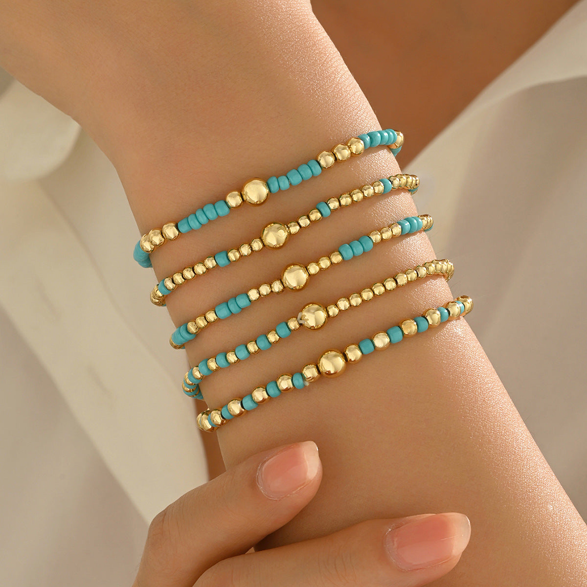 Wholesale Bohemian Beaded Bracelet Set Colorful Cross Design Women S Jewelry Accessory Gift