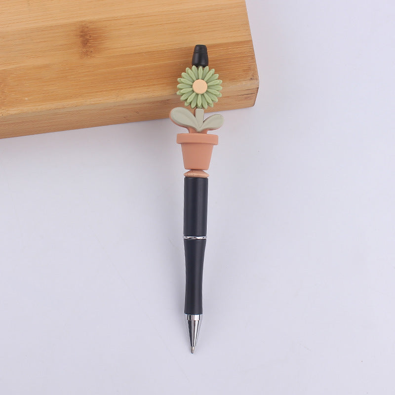 Wholesale creative cartoon silicone sunflower potted handmade beaded pen