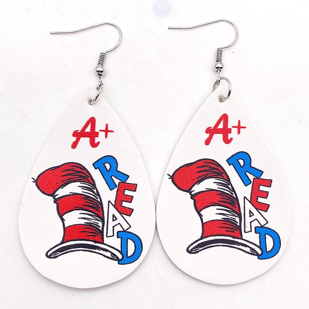 Wholesale leather earrings pencil picture book student earrings