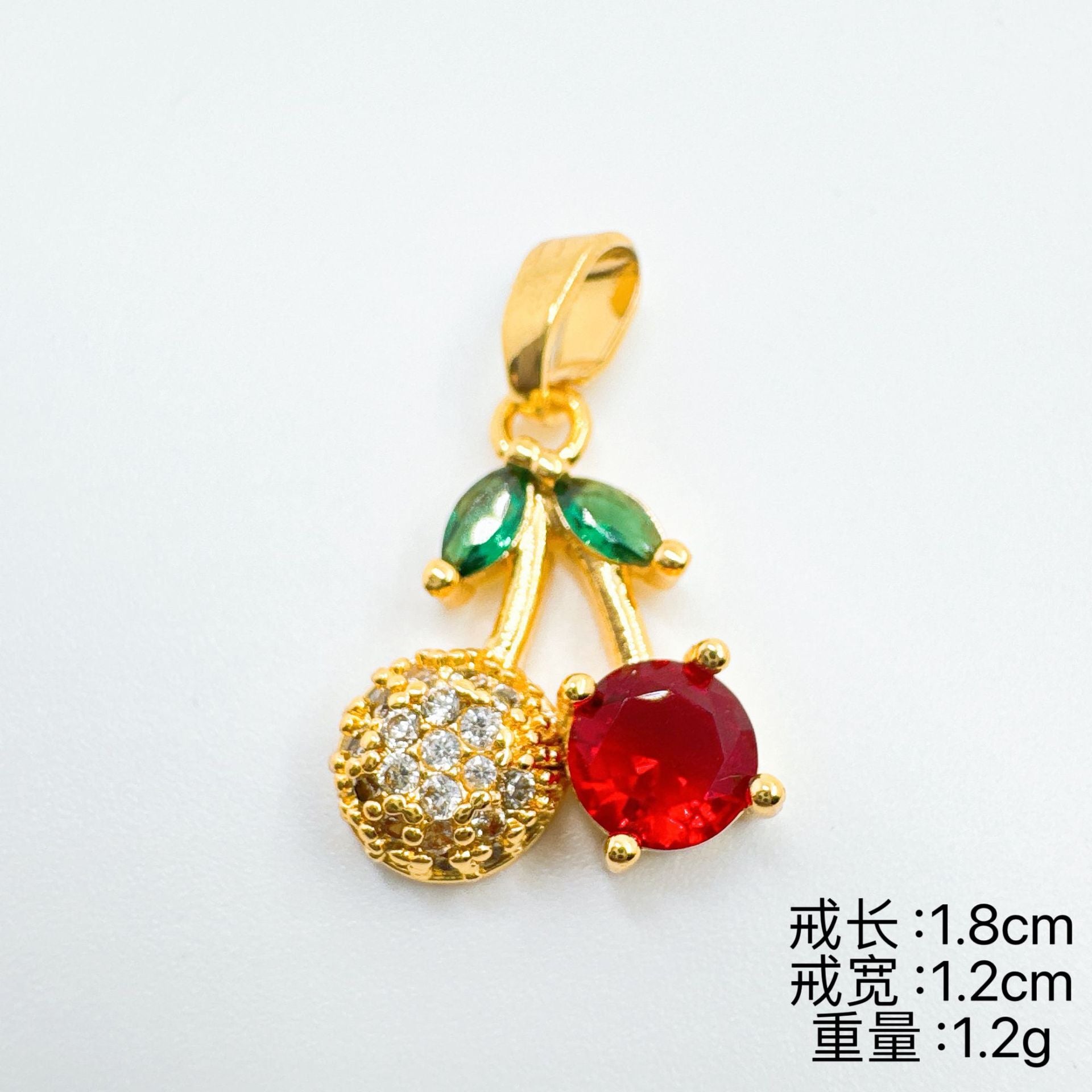 Wholesale Trendy Cherry Pendant Necklace,  Gold Plated Copper Zircon Jewelry Accessory