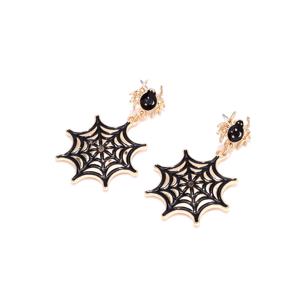 Wholesale Gothic   Web Earrings - Alloy Drip Oil Earrings for Women,  Trendy Jewelry Accessory