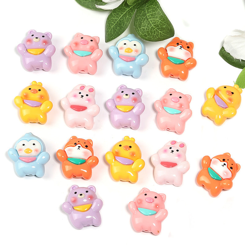 Wholesale Random 50pcs Cute Animal Vertical Hole Beads Diy Resin Accessories Beads ACC-BDS-BLG049