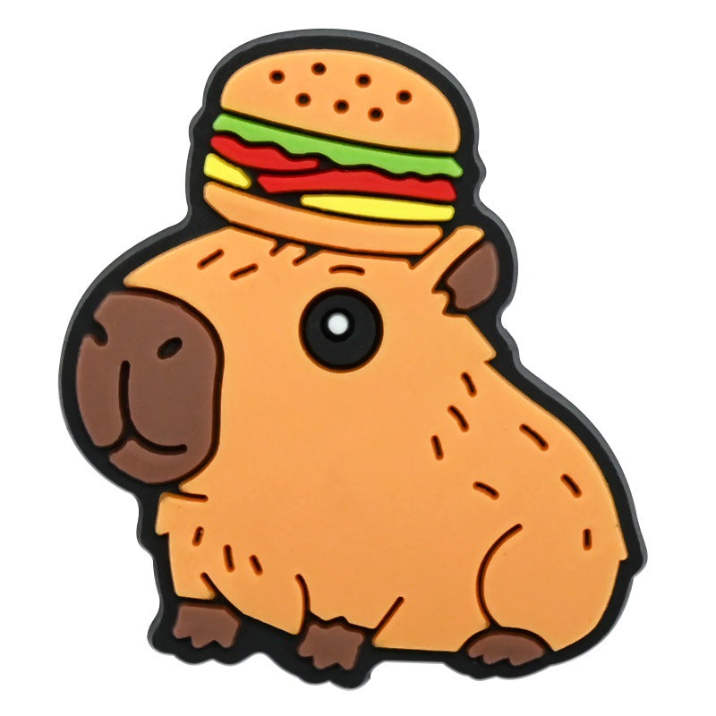 Wholesale   Random 100pcs Cute capybara PVC Soft Rubber Shoe Buckle Decoration