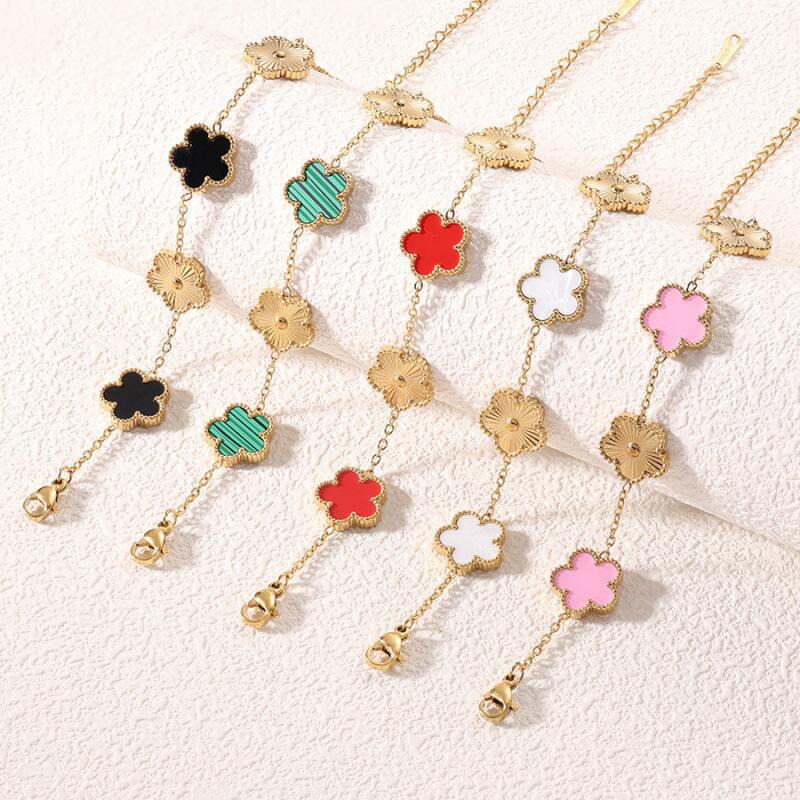 Wholesale Electroplated Stainless Steel Lucky Clover Bracelet - Modern Minimalist Fashion Accessory for Gift or Boutique Resale