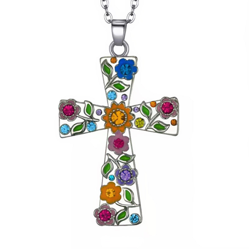 Wholesale Cross Flower Necklace