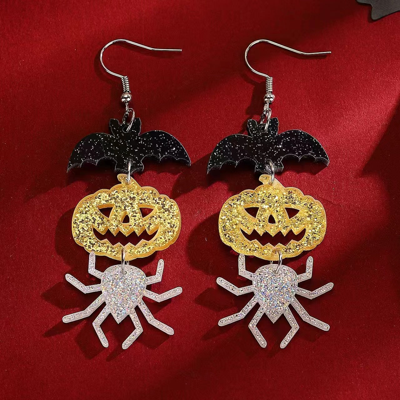 Wholesale Acrylic Pumpkin Skull  Earrings for Party - Fun Fashion Accessory