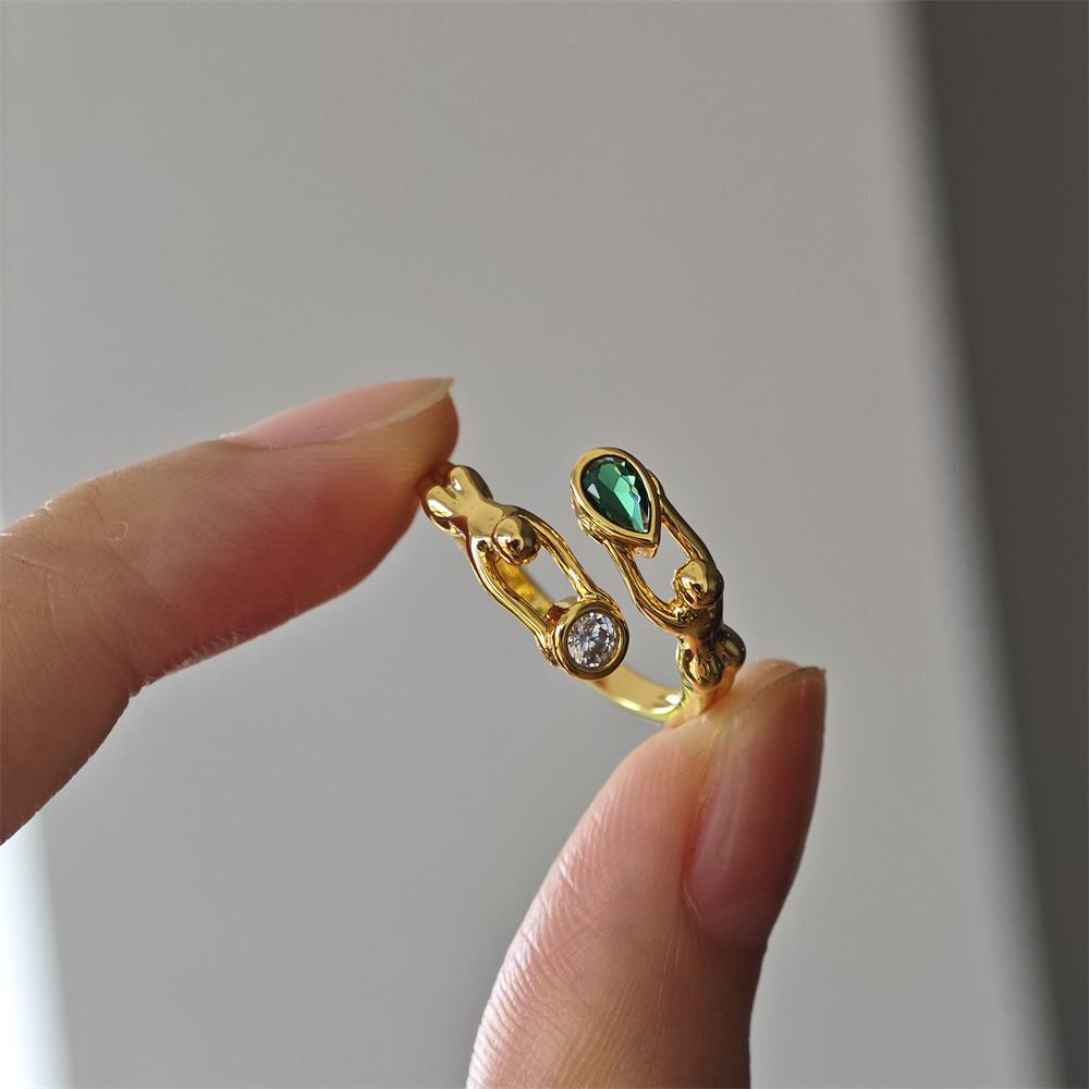 Wholesale  light luxury design zircon open adjustable ring