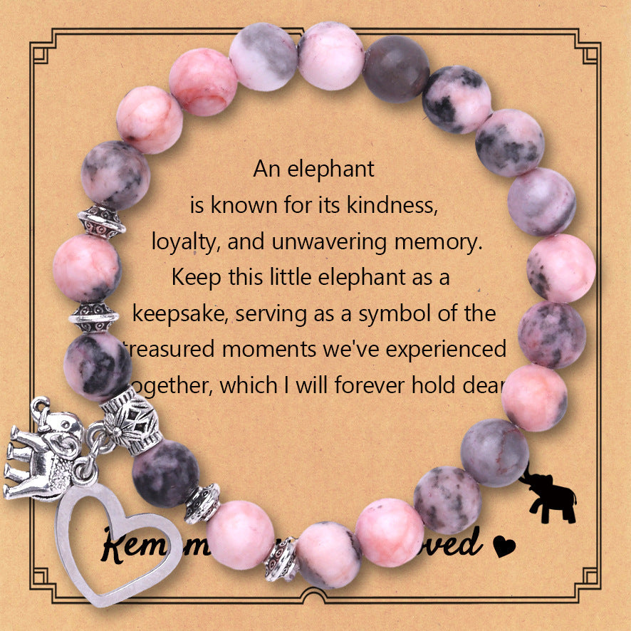 Wholesale 8mm Natural Pink Zebra Stone Beaded Bracelet Graduation Season Gift Friendship Elephant Bracelet Miyuki ACC-BT-ZhongH020