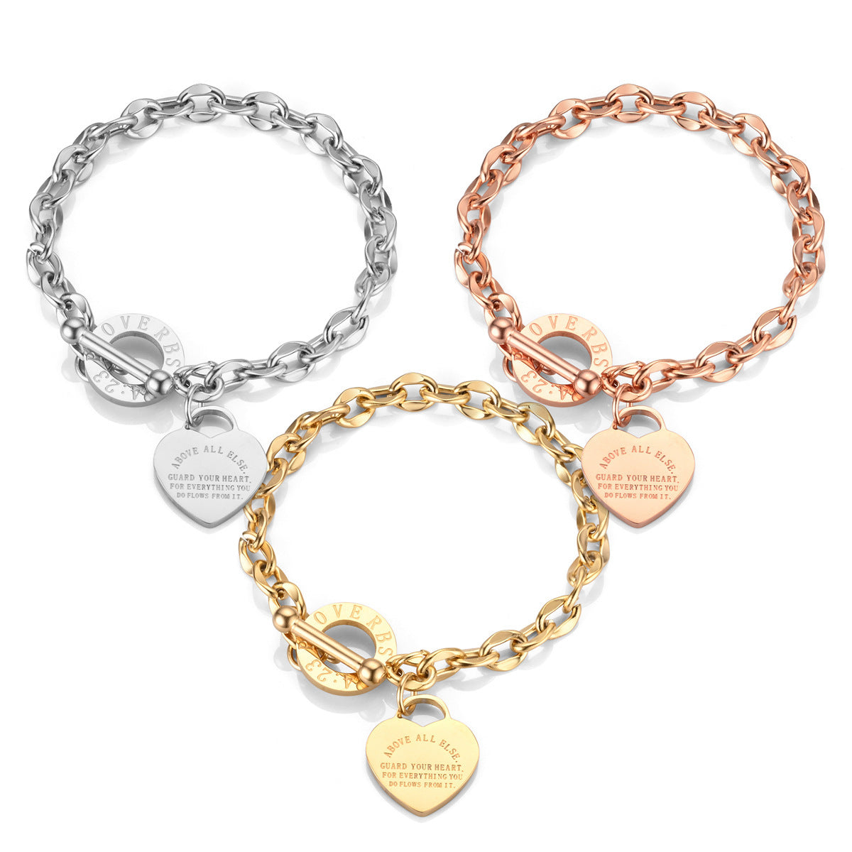 Wholesale titanium steel chain peach heart love bracelet