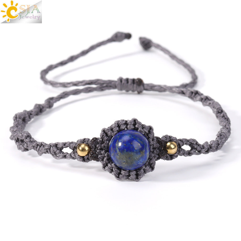 Wholesale Office Lady Style Amethyst Natural Crystal Bead Handmade Woven Adjustable Bracelet Jewelry Accessory