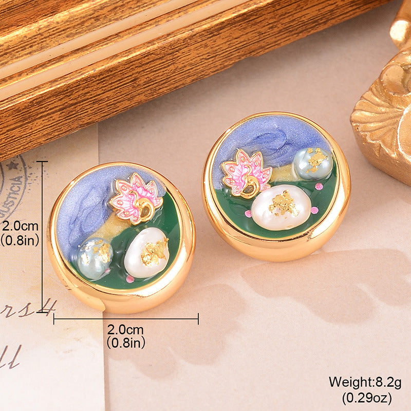 Wholesale Natural Pearl Earrings Geometric  Jewelry Accessories