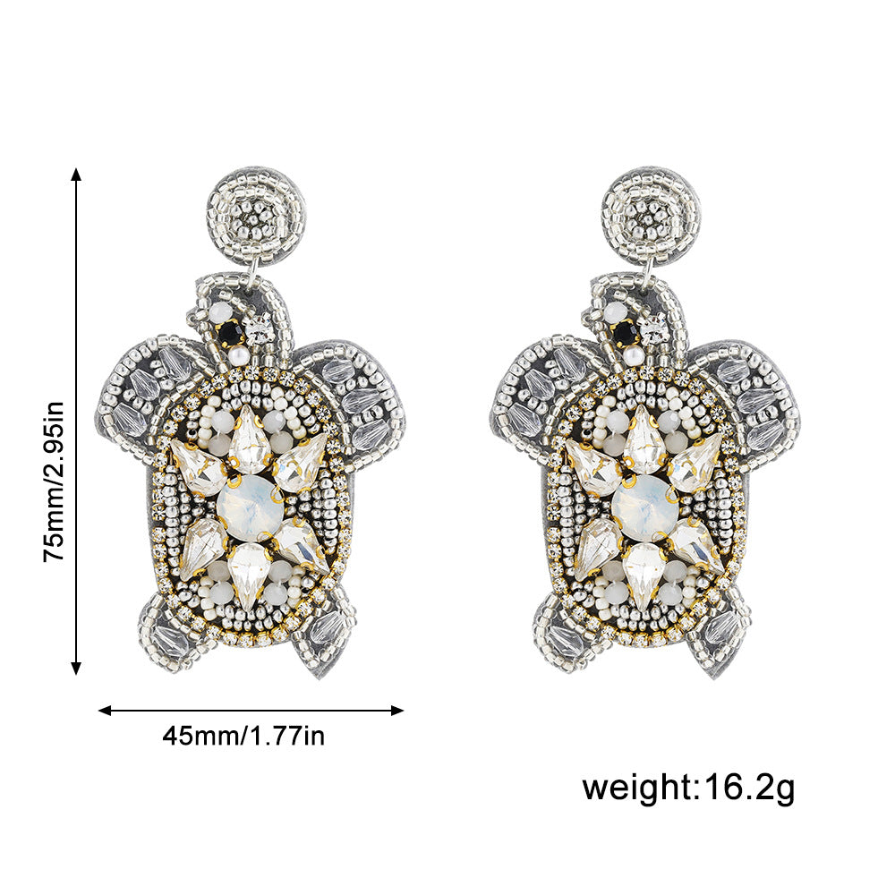 Wholesale Marine Animal  Starfish Shell Color Rice Beads Large Earrings