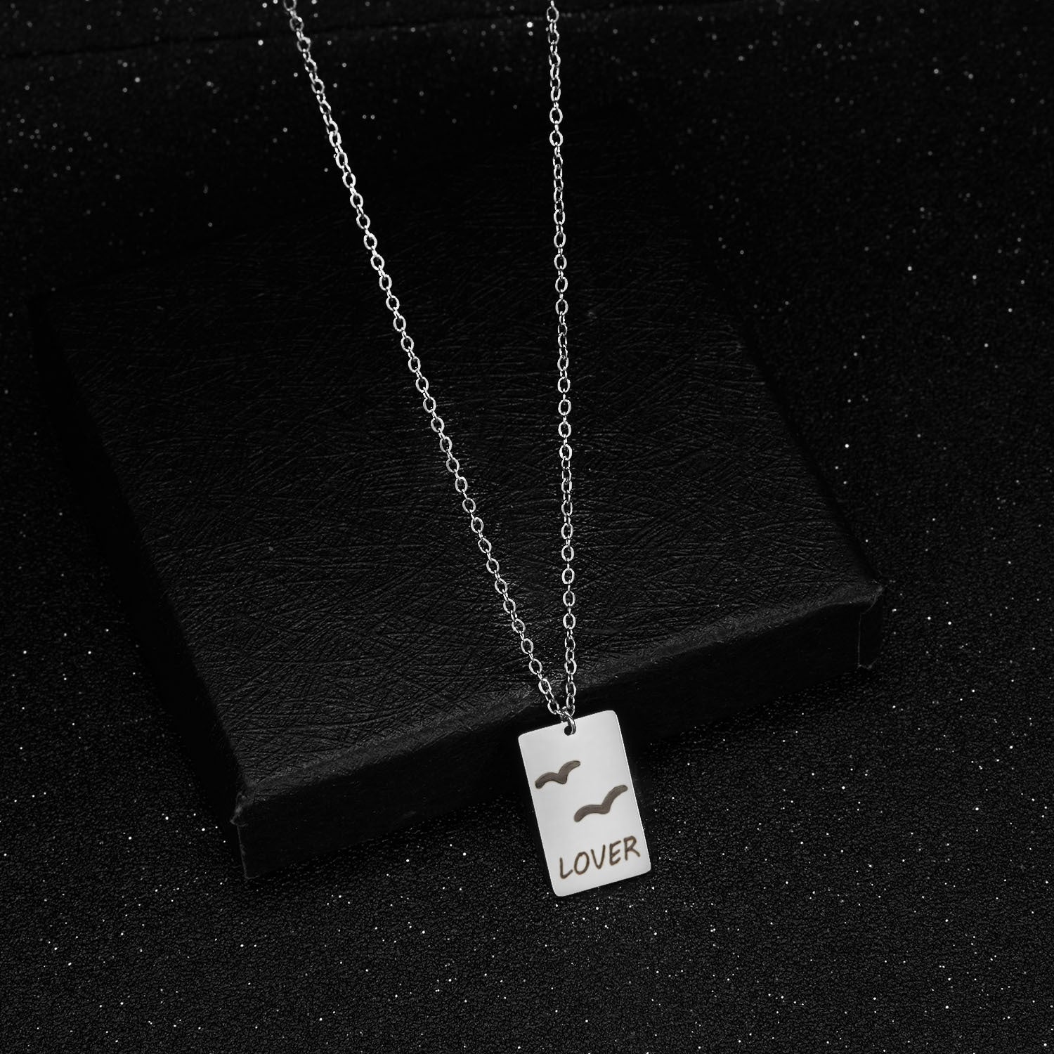 Wholesale square letter titanium steel necklace
