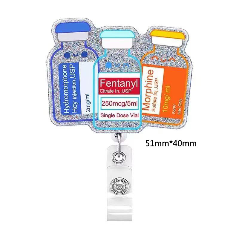 Wholesale acrylic glitter DIY fun nurse and doctor badge scroll