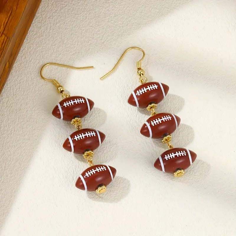 Wholesale Long Basketball Super Bowl Rugby Acrylic Beaded Earrings