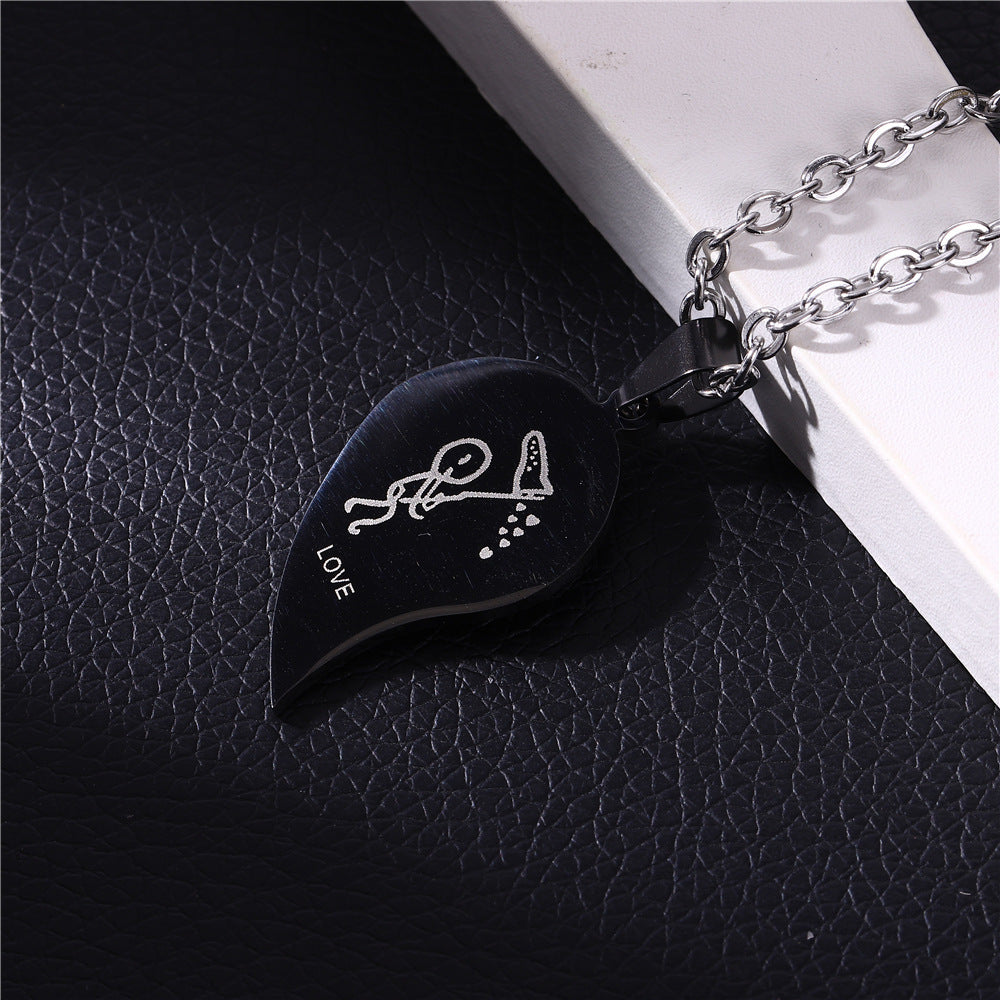 Wholesale Stainless Steel Kitten Stitching Necklaces ACC-NE-Hanyu006
