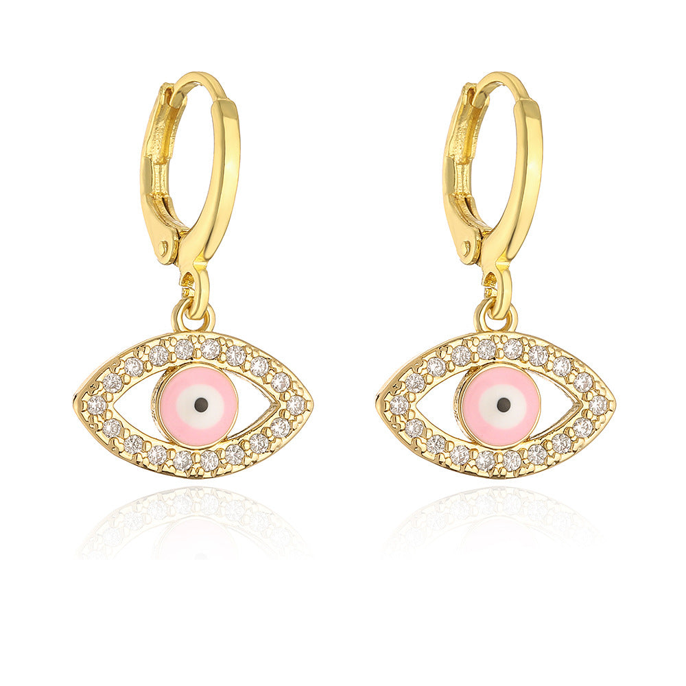 Wholesale Oil Dripping Demon Eye Zircon Earrings ACC-ES-AG005