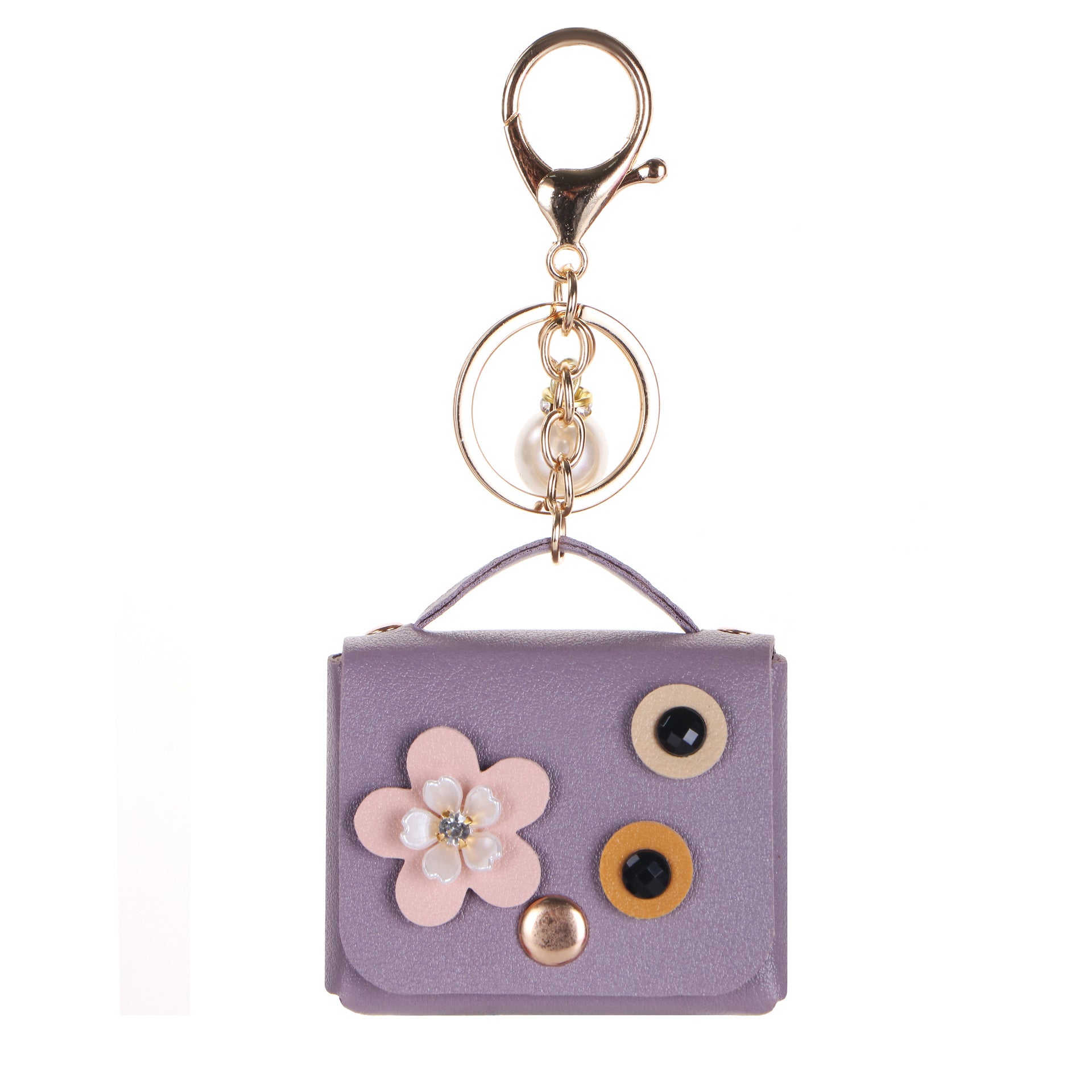 Wholesale  Leather Headphone Bag Shell Flower Diamond Pearl Bag Keychain