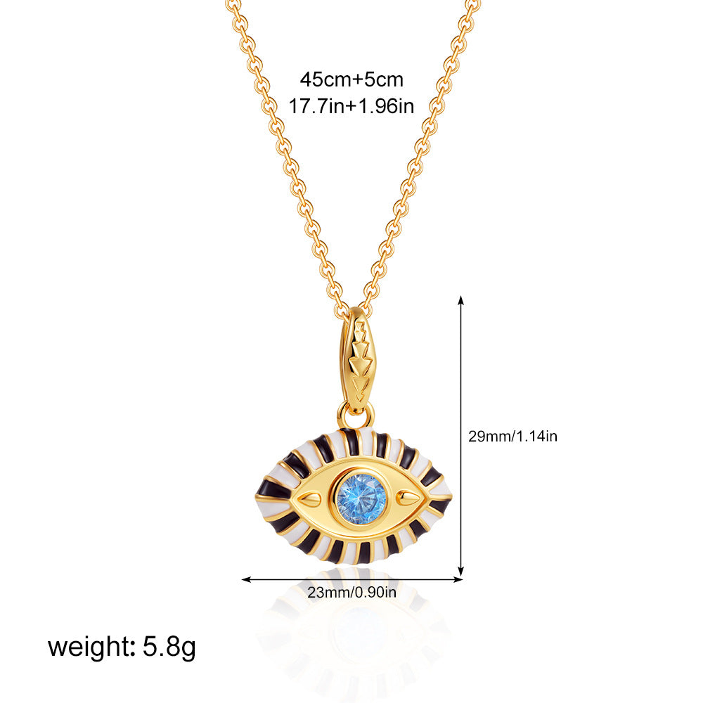 Wholesale Stainless steel 18K Gold Colored Oil Drop Devil's Eye Diamond Necklace Clavicle Chain