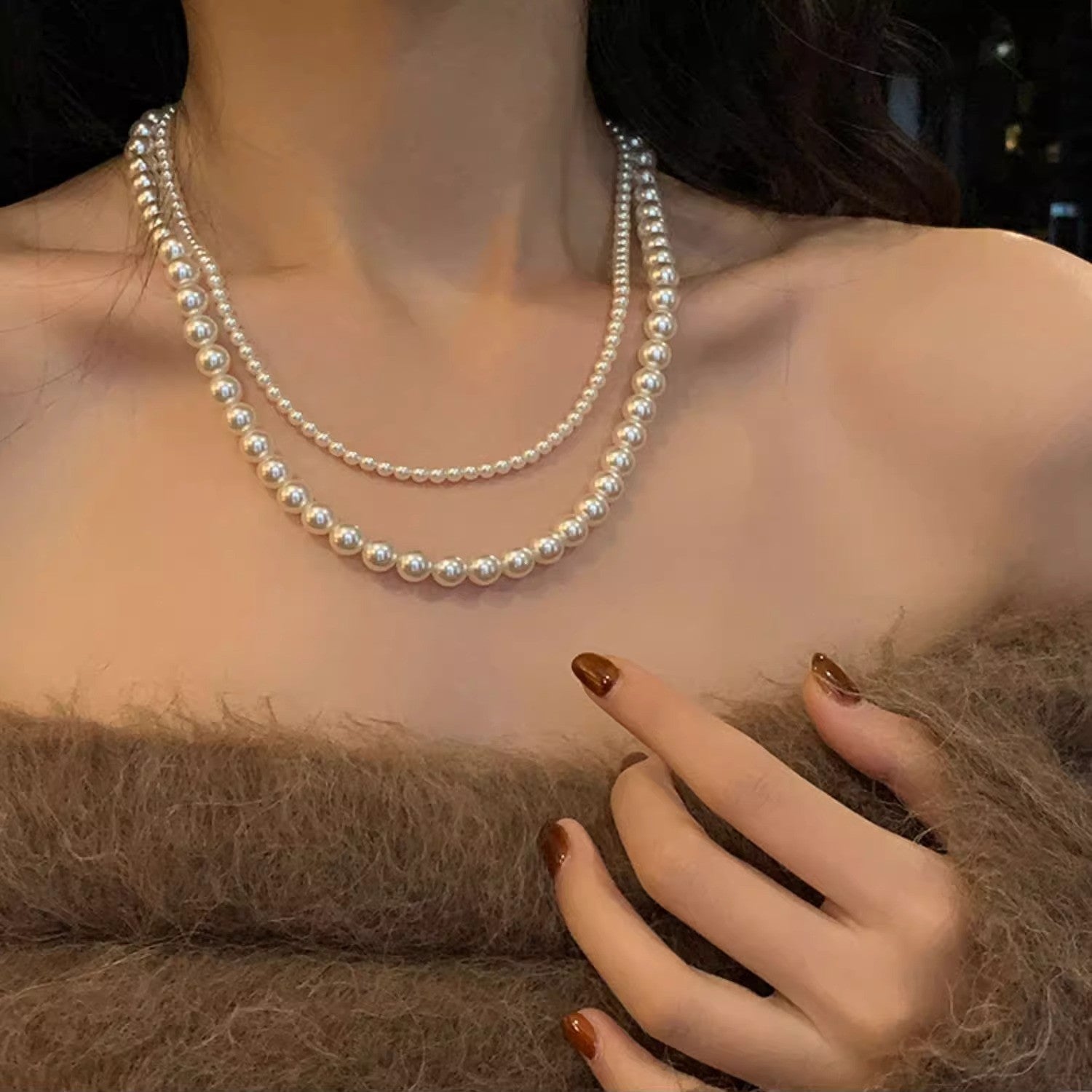 Wholesale multi-wear pearl long necklace