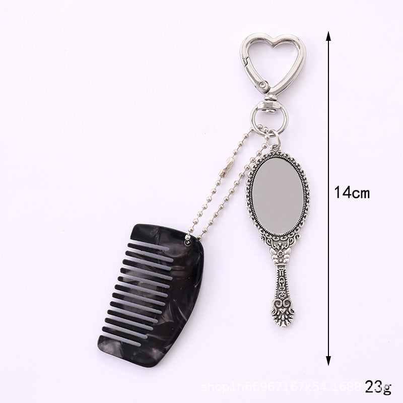 Wholesale Comb Pendant Mini Handle Makeup Mirror Keychain