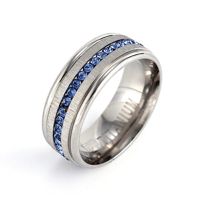 Wholesale Titanium Steel Blue Diamond Ring Pinky Ring Men's Rings ACC-RS-GouYa006